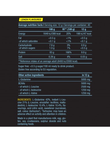 Biotech BCAA+Glutamina Zero - 40 servidas