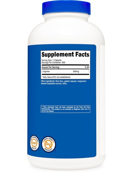 Nutricost L-Arginine 500mg 300 Capsulas