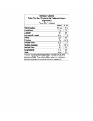 Integral Protein Crisp Bar - Cookies Cream con Cacao - 1und